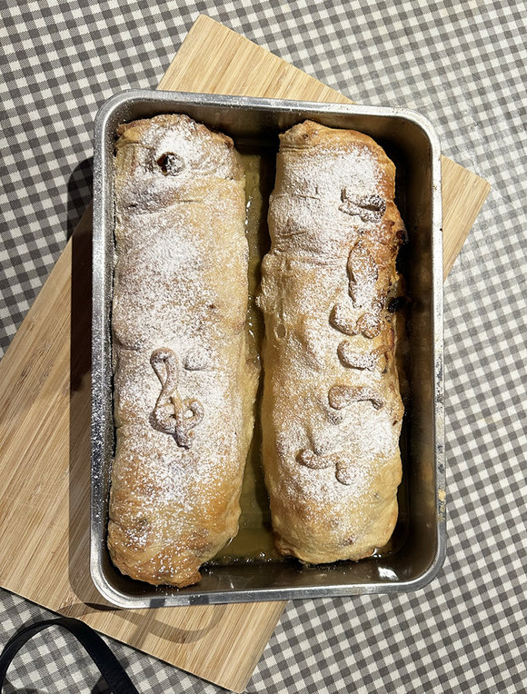 fresh Apple Strudel out of the oven! Let's eat!