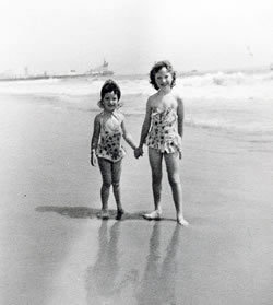 My Mom always dreamed of coming to America and living by the sea.My sister Veronica and I found time to step out on the beach.
