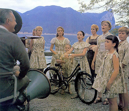 The bicycle scene was done many times and our bike riding had to be precise. At one point Debbie Turner (Marta) clipped Duane Chases (Kurt) tire and we collided. I fell off my bike. If you look closely in the movie you can see my scratched knee and elbow.