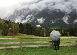 Do Re Mi mountain with Hohenwerfen Castle in the clouds