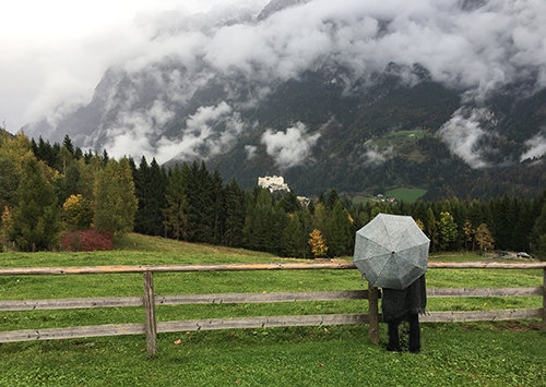 Do Re Mi mountain with Hohenwerfen Castle in the clouds