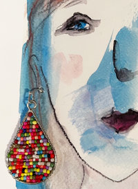 Multi Bead Teardrop Earring