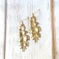 Golden Oak Leaf earrings & art