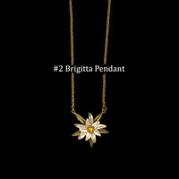 * 22k gold, bronze, 22k white gold leaf, Austrian crystal * 16" - 18" adjustable chain