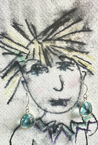 Aquamarine Single Dot earrings ♥ AC Art