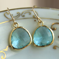 Aquamarine Single Dot earrings ♥ AC Art