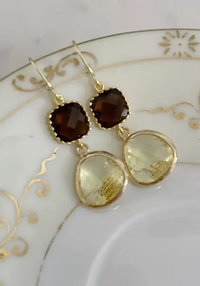 Golden Brown & Citrine Double Dot earrings ♥ AC Art