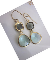 Prasiolite & Aquamarine Double Dot earrings ♥ AC Art 