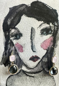 Pink and Charcoal Double Dot earrings ♥ AC Art 