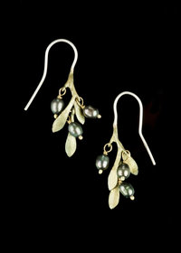 Olive Pearl Wire Drop Earrings + AC Art ♥