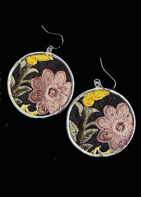 Embroidered Pink Garden Earrings & AC Art ♥