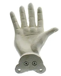 Wall Mounted Cast Iron Open Hand - Right - Antique White