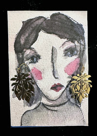 Golden Floral Earrings & AC Art ♥