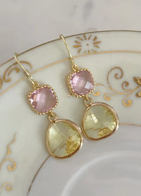 Blush Pink & Citrine Double Dot earrings ♥ AC Art