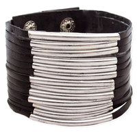 Black Leather & Silver Bracelet