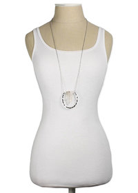 Silver Hammered Crystal Horseshoe Necklace & AC art