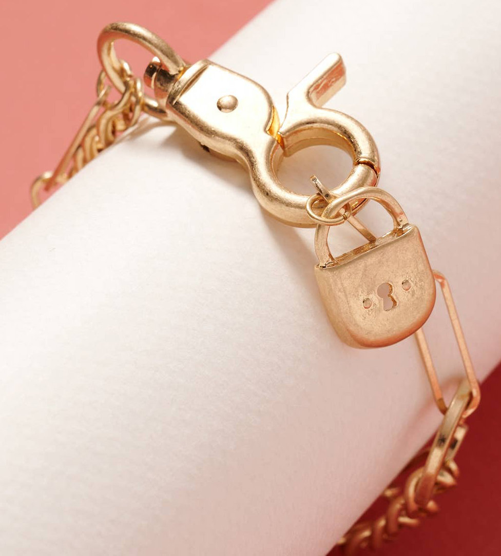 Chain Linked Lock Charm Bracelet