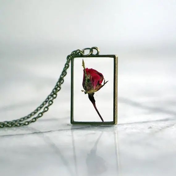 Rosebud Rectangle Necklace