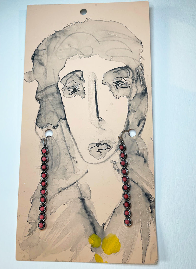 Red Bar Tree Earrings