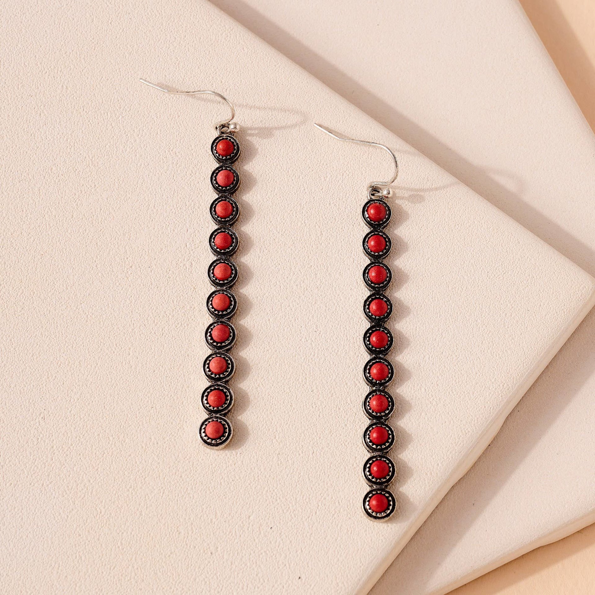 Red Bar Tree Earrings