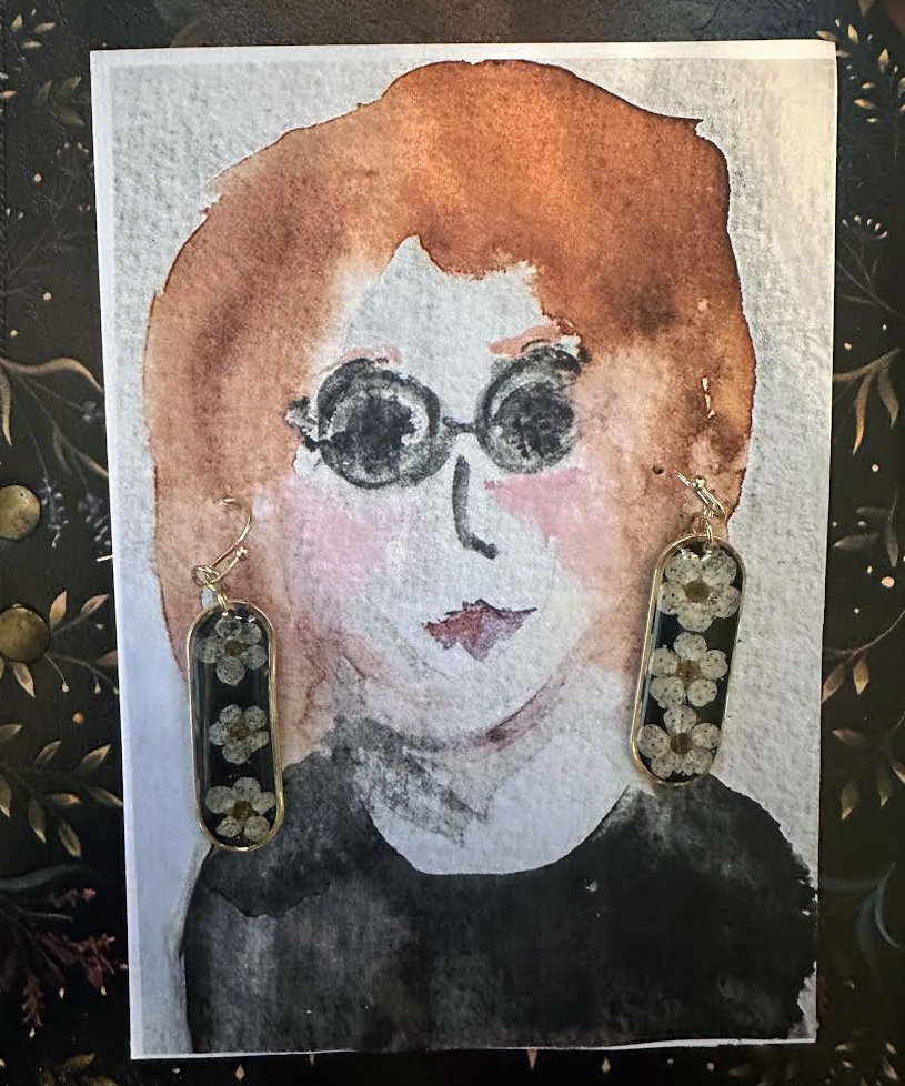 Three Flower Pressed earrings ♥ AC Art