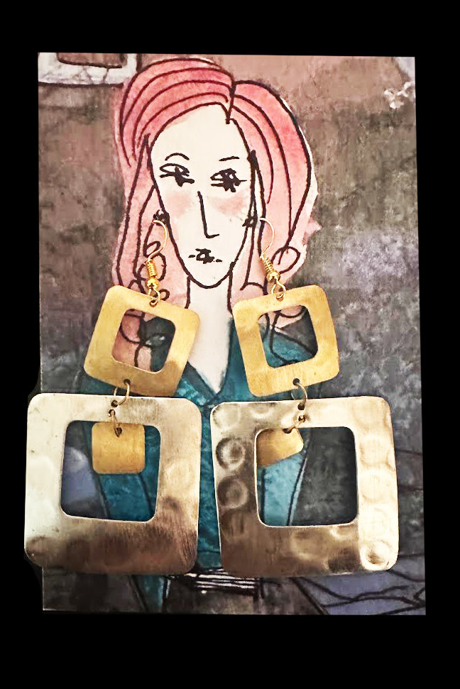 Double Down Square earrings & AC Art ♥