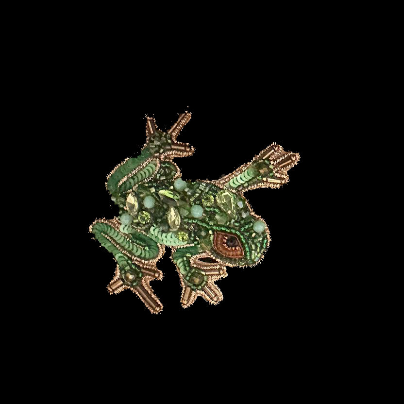 Frog Beaded Brooch