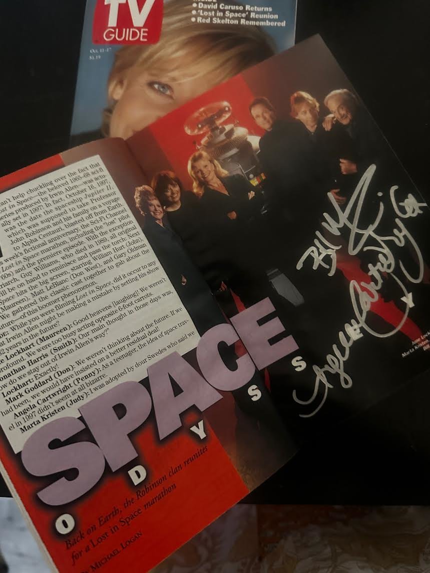#301 JUNE'S STASH - Lost In Space TV GUIDE article & pic - both signed by Bill & Angela