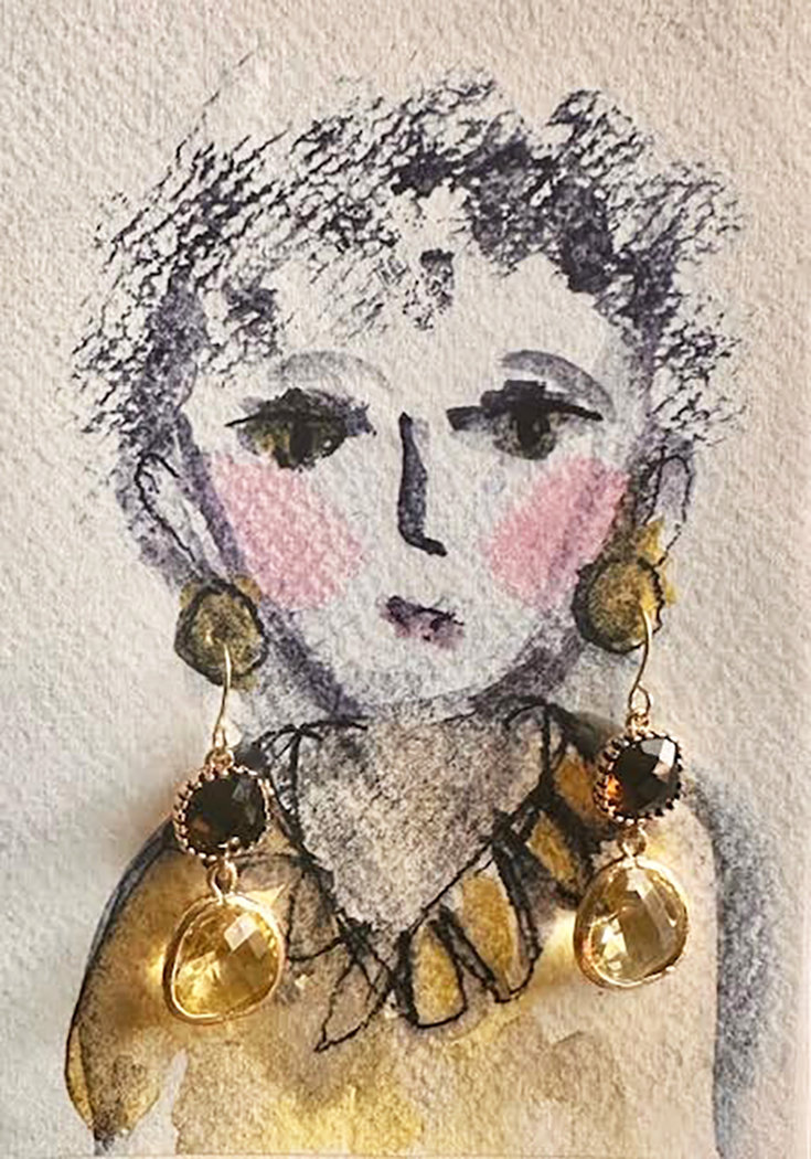 Golden Brown & Citrine Double Dot earrings ♥ AC Art