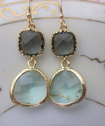 Prasiolite & Aquamarine Double Dot earrings ♥ AC Art 