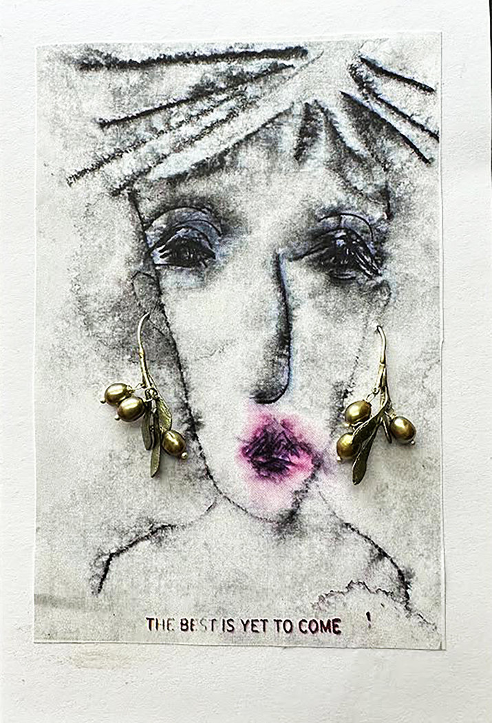 Olive Pearl Wire Drop Earrings + AC Art ♥