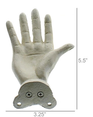 Wall Mounted Cast Iron Open Hand - Right - Antique White