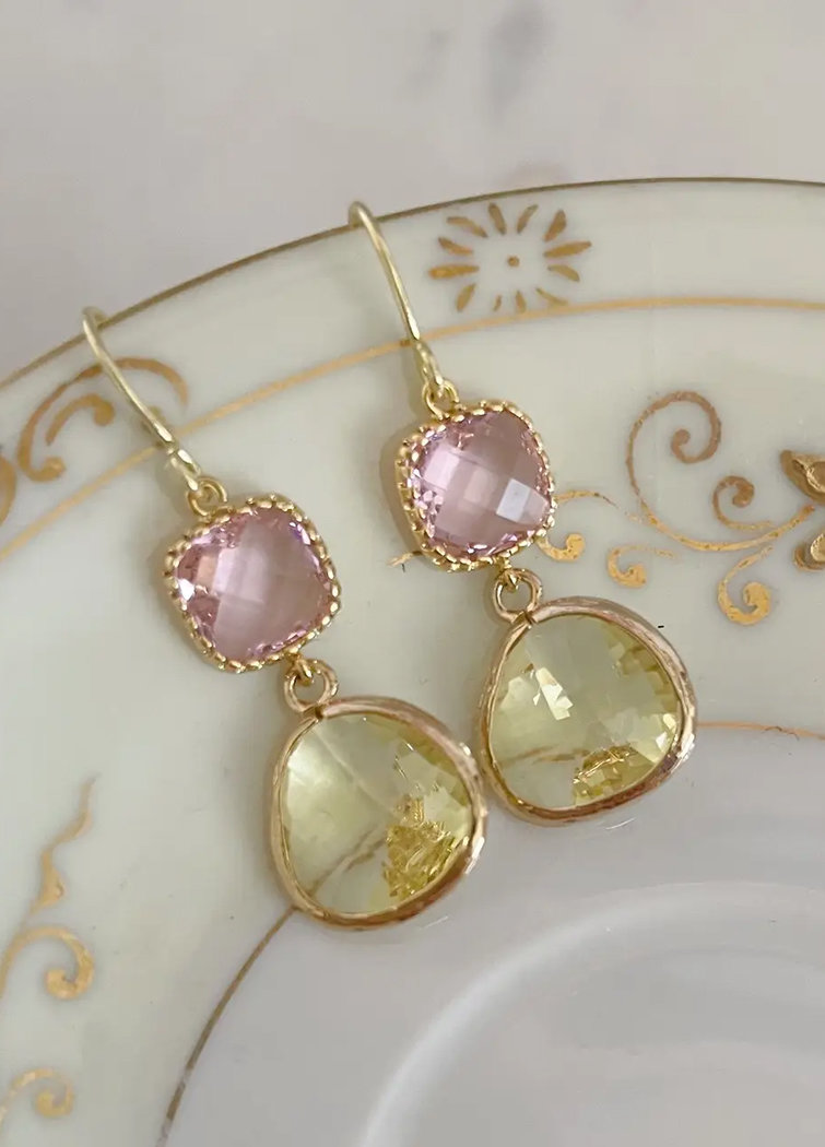 Blush Pink & Citrine Double Dot earrings ♥ AC Art
