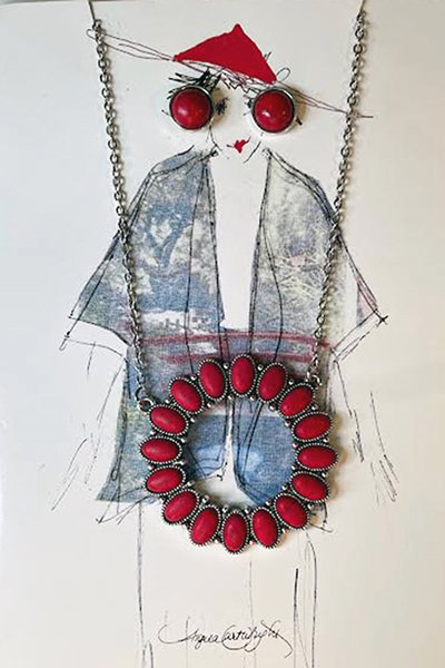 Red West Necklace & Earrings ♥ AC Art