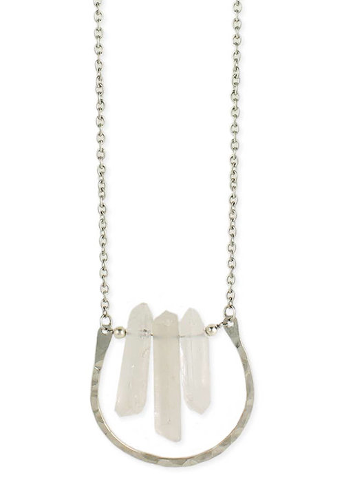 Silver Hammered Crystal Horseshoe Necklace & AC art