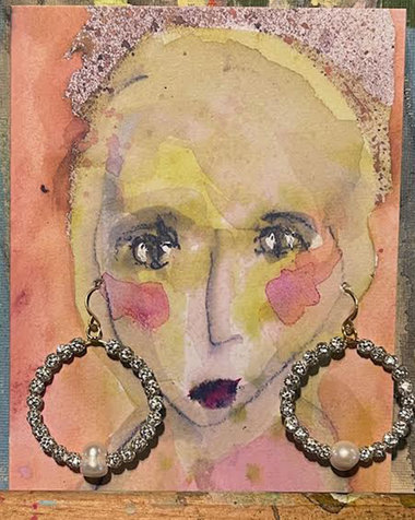 Pearl Rhinestone Cabaret Earrings ♥ & AC art