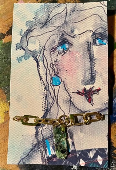 Emerald Sea Necklace on art