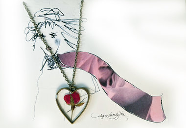 Rosebud Heart Necklace & AC Art ♥