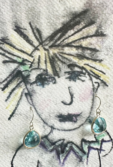Aquamarine Single Dot earrings ♥ AC Art