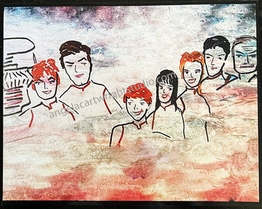 Lost In Space cast - by Bill Mumy - signed art print
