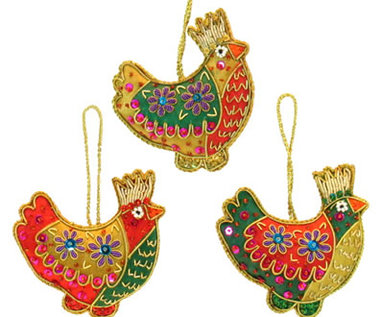 Embroidered Chicken ornament