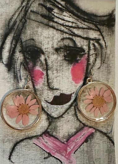 Chrysanthemum Flower Earrings ♥ AC Art