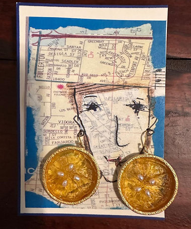 Citrus Orange Large Wire Earrings + AC Art ♥