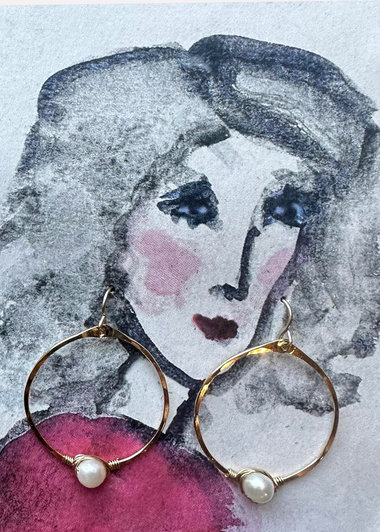 Dusk Earrings Pearl Drop Hoop ♥ AC Art