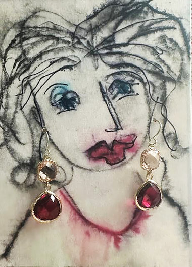 Champagne & Fuchsia Double Dot earrings ♥ AC Art