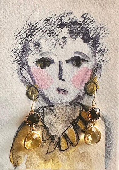 Golden Brown & Citrine Double Dot earrings ♥ AC Art