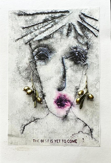 Olive Pearl Wire Drop Earrings + AC Art ♥
