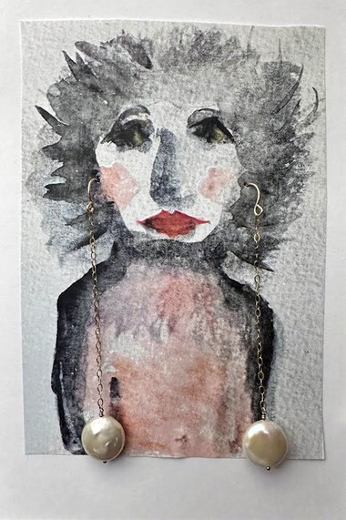 Freshwater Pearl Coin Drop Earrings  + AC Art ♥