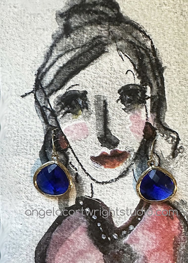 Cobalt Single Dot earrings ♥ AC Art