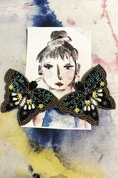 Country Butterfly Earrings + AC art ♥